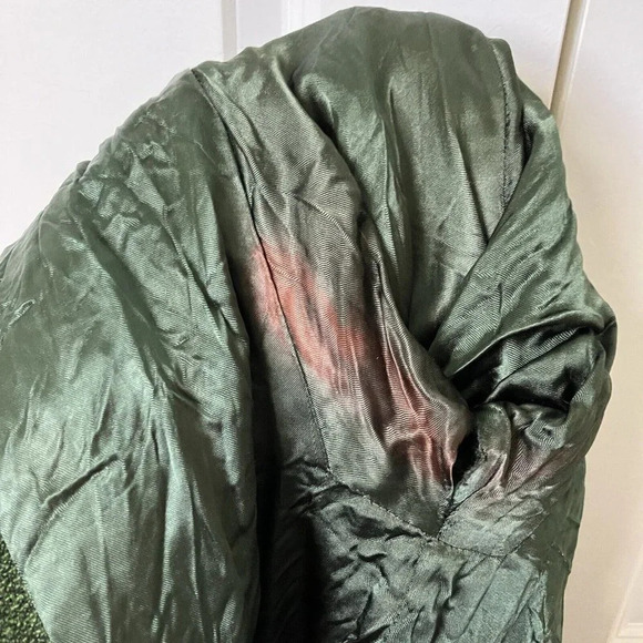 Vintage Handmade Boucle Green Black Plaid Crop Blazer Old Money Jackie O - Picture 4 of 5